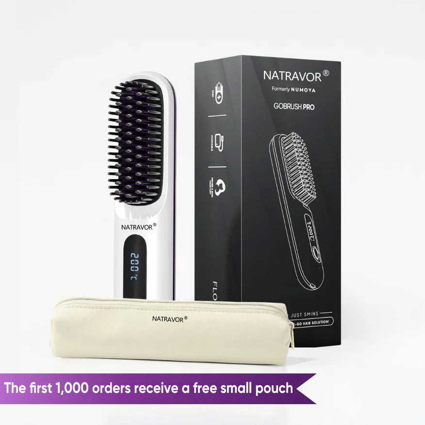 Black Compact Portable Heated Comb Straightener - USB Type-C Charge, 3 Heat Modes, Lightweight Wireless Adjustable Tool for Smooth, Frizz-Free Hair (Portable Hair Straightener for Travel)