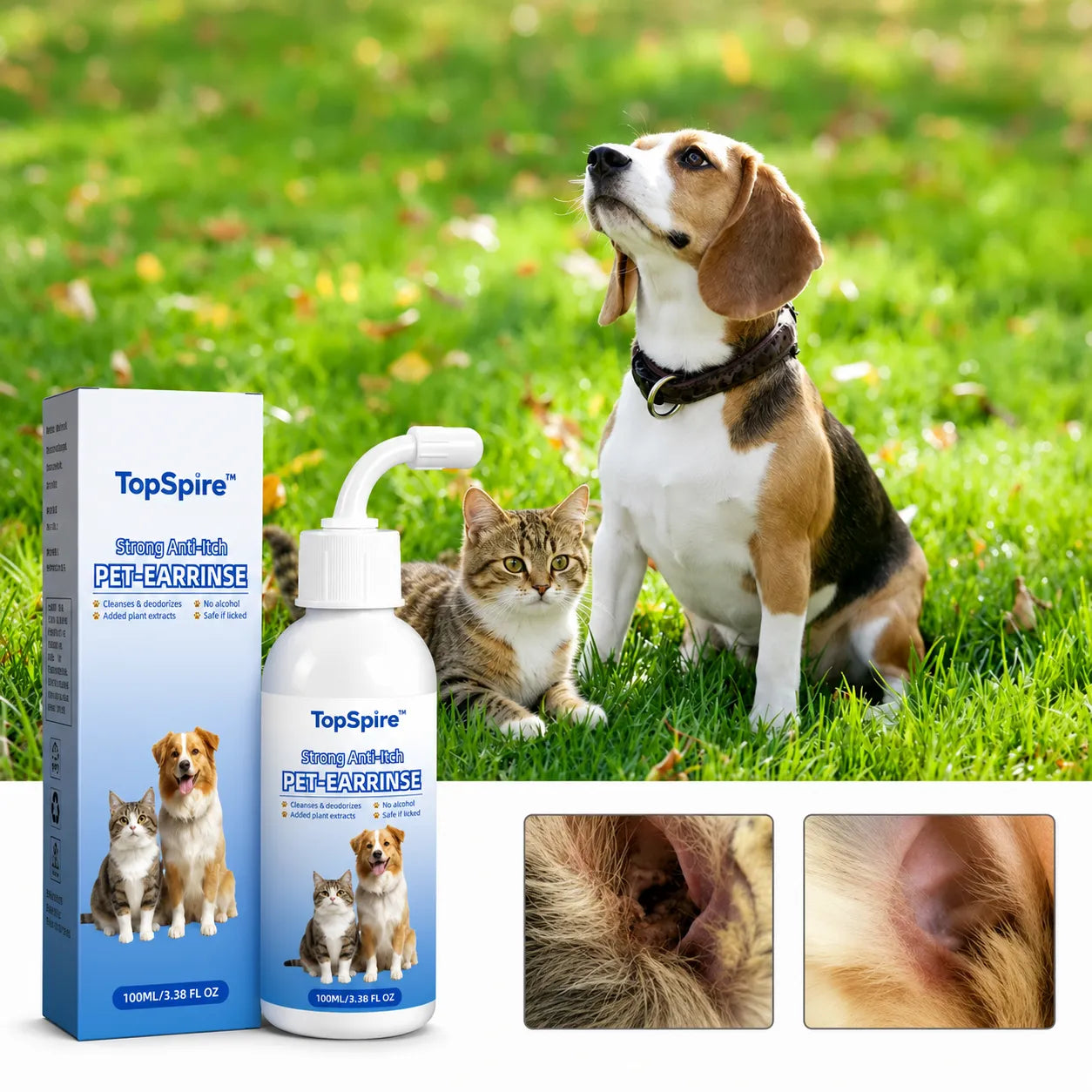 Gentle Pet Ear Wash | Odor-Free Cleaning for Dogs & Cats
