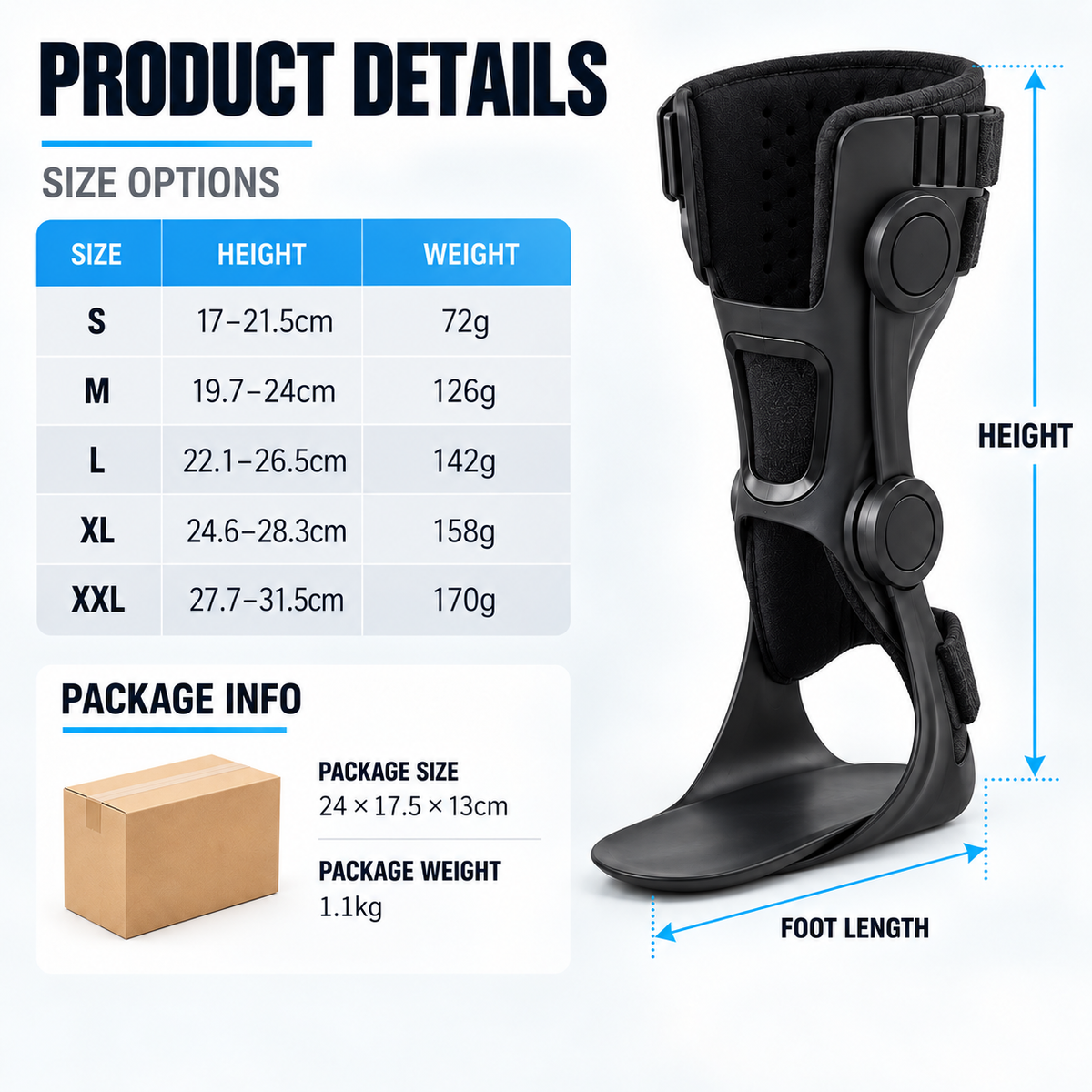 ๐ฆถ AFO Foot Drop Support Brace โ Toe Lift Ankle Foot Support ๐ถ