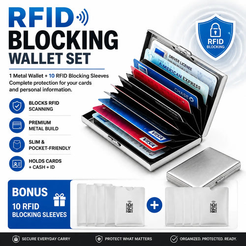 🔒RFID-Blocking Stainless Steel Card Wallet – Organized, Secure & Pocket-Ready(10Slot Options)