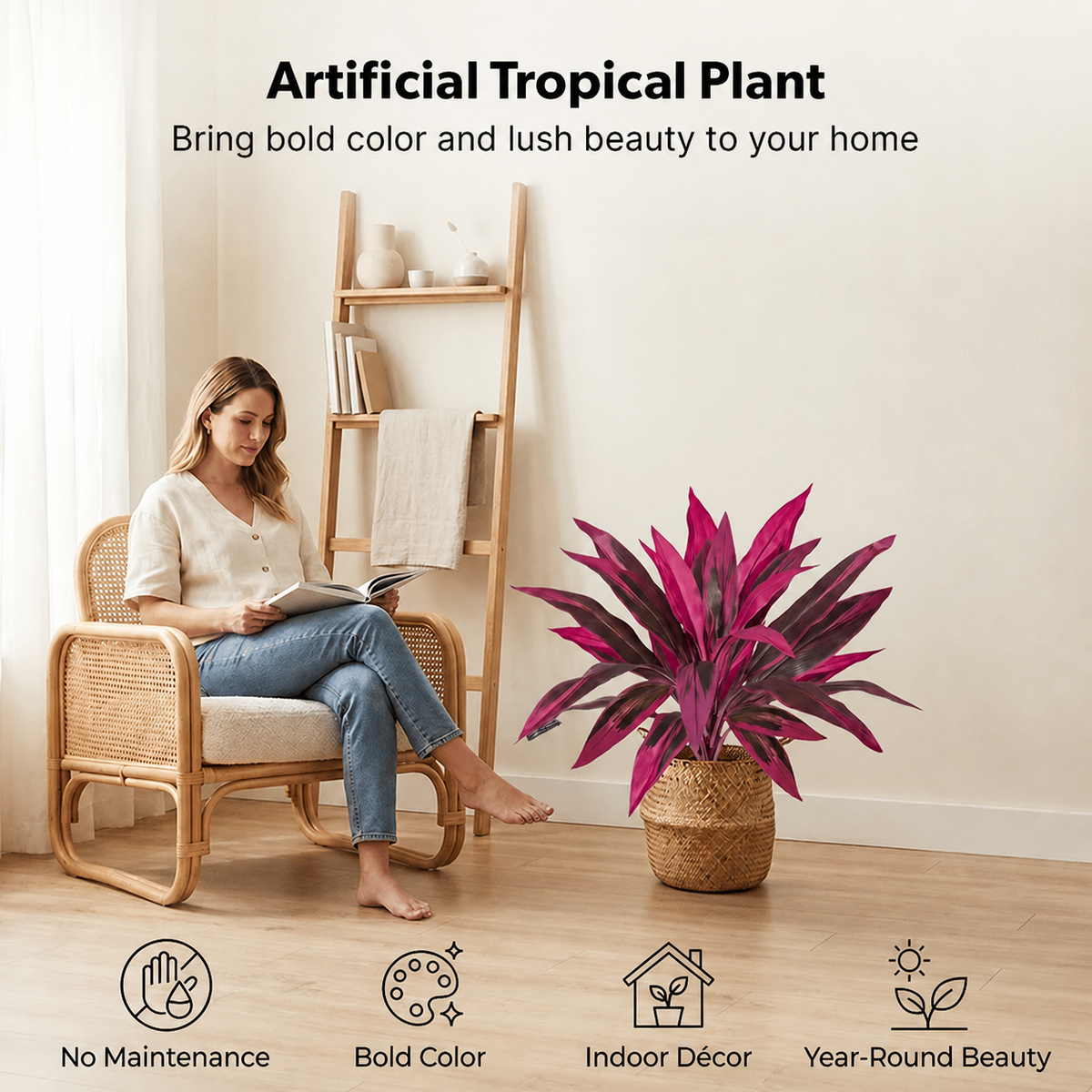 🎁 Last Day 60% OFF -🔥2Pcs Artificial Boston Fern & Dragon's Blood Tree Plants with Glow-in-the-Dark Garden Stones