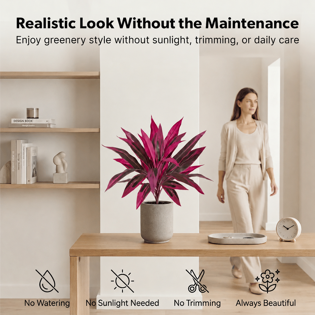 🎁 Last Day 60% OFF -🔥2Pcs Artificial Boston Fern & Dragon's Blood Tree Plants with Glow-in-the-Dark Garden Stones