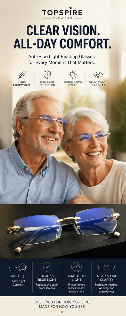 🔥Smart Zoom Reading Glasses – Auto Adjust Focus & Blue Light Protection
