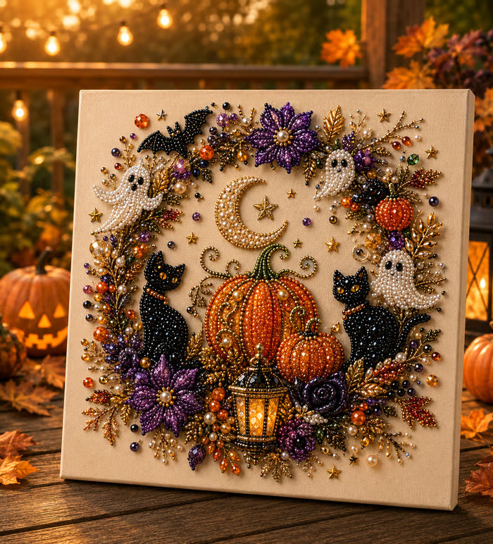 🔥 Last Day 49% OFF – 👻✨ Halloween Pearl Art DIY Kit – Turn Tiny Pearls into Spooky-Cute Magic