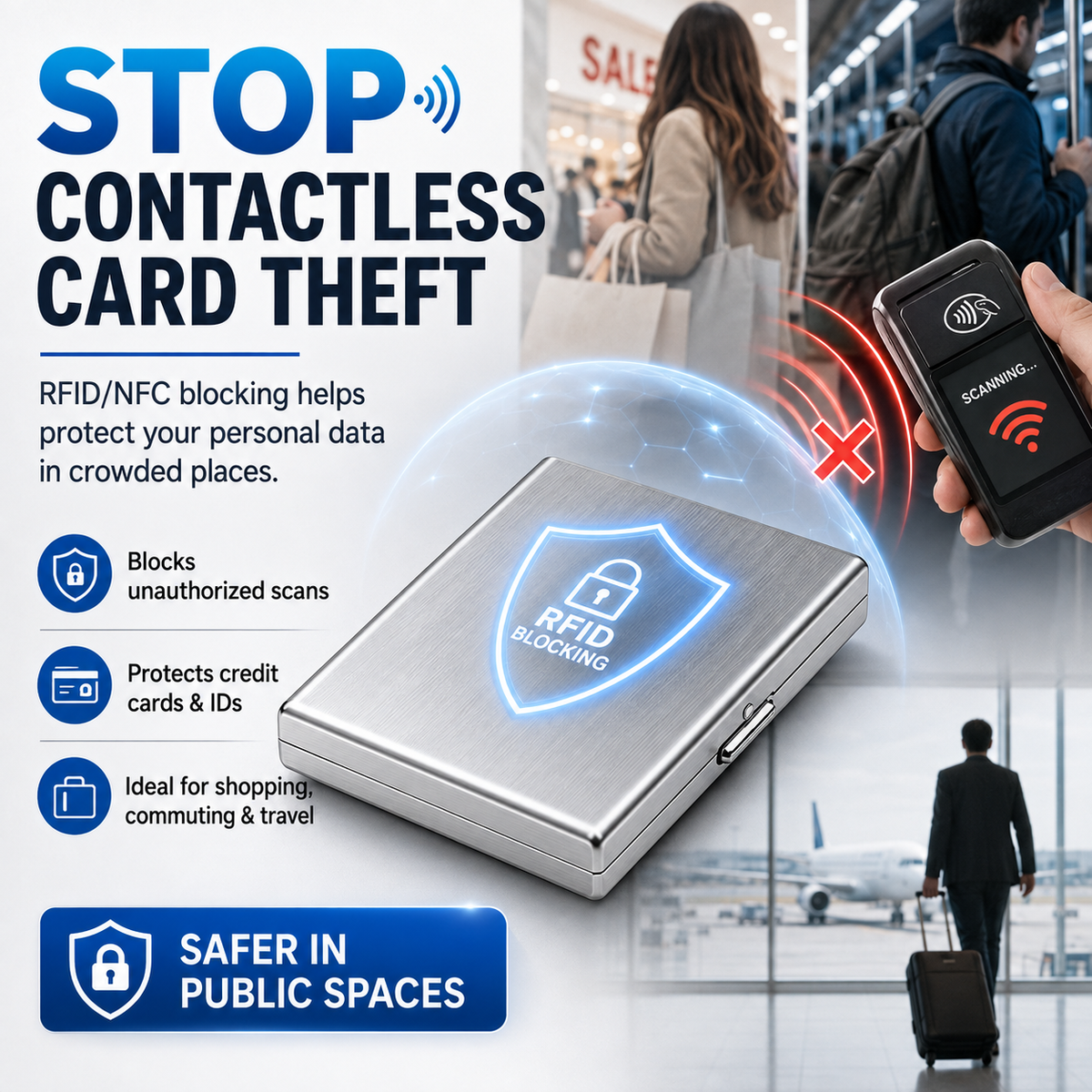 🔒RFID-Blocking Stainless Steel Card Wallet – Organized, Secure & Pocket-Ready(10Slot Options)