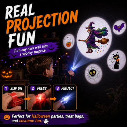 👻🎃 Halloween Finger Projector Rings – LED Party Favors for Kids