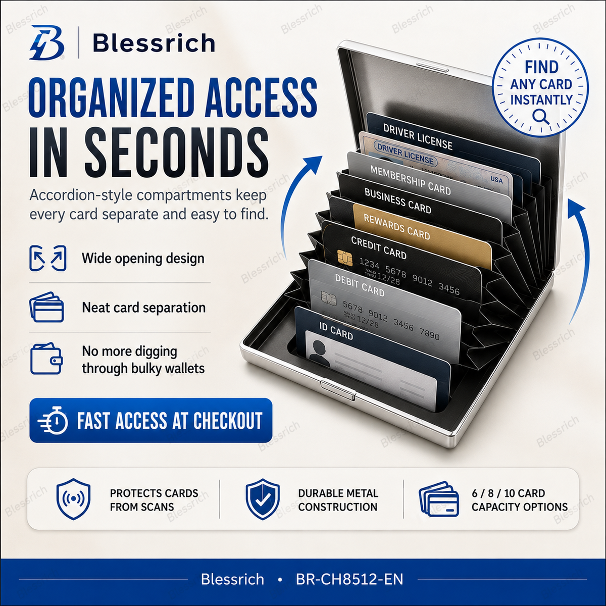 🔒RFID-Blocking Stainless Steel Card Wallet – Organized, Secure & Pocket-Ready(10Slot Options)