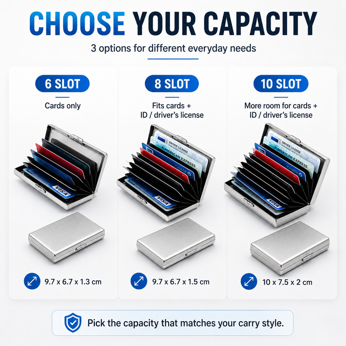 🔒RFID-Blocking Stainless Steel Card Wallet – Organized, Secure & Pocket-Ready(10Slot Options)