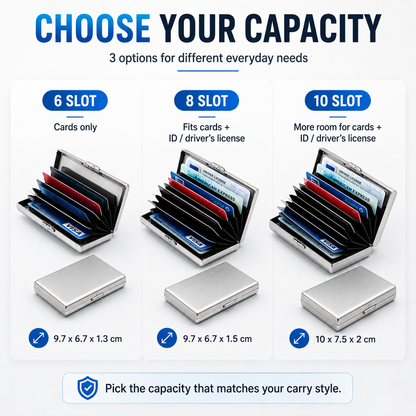 🔒RFID-Blocking Stainless Steel Card Wallet – Organized, Secure & Pocket-Ready(10Slot Options)