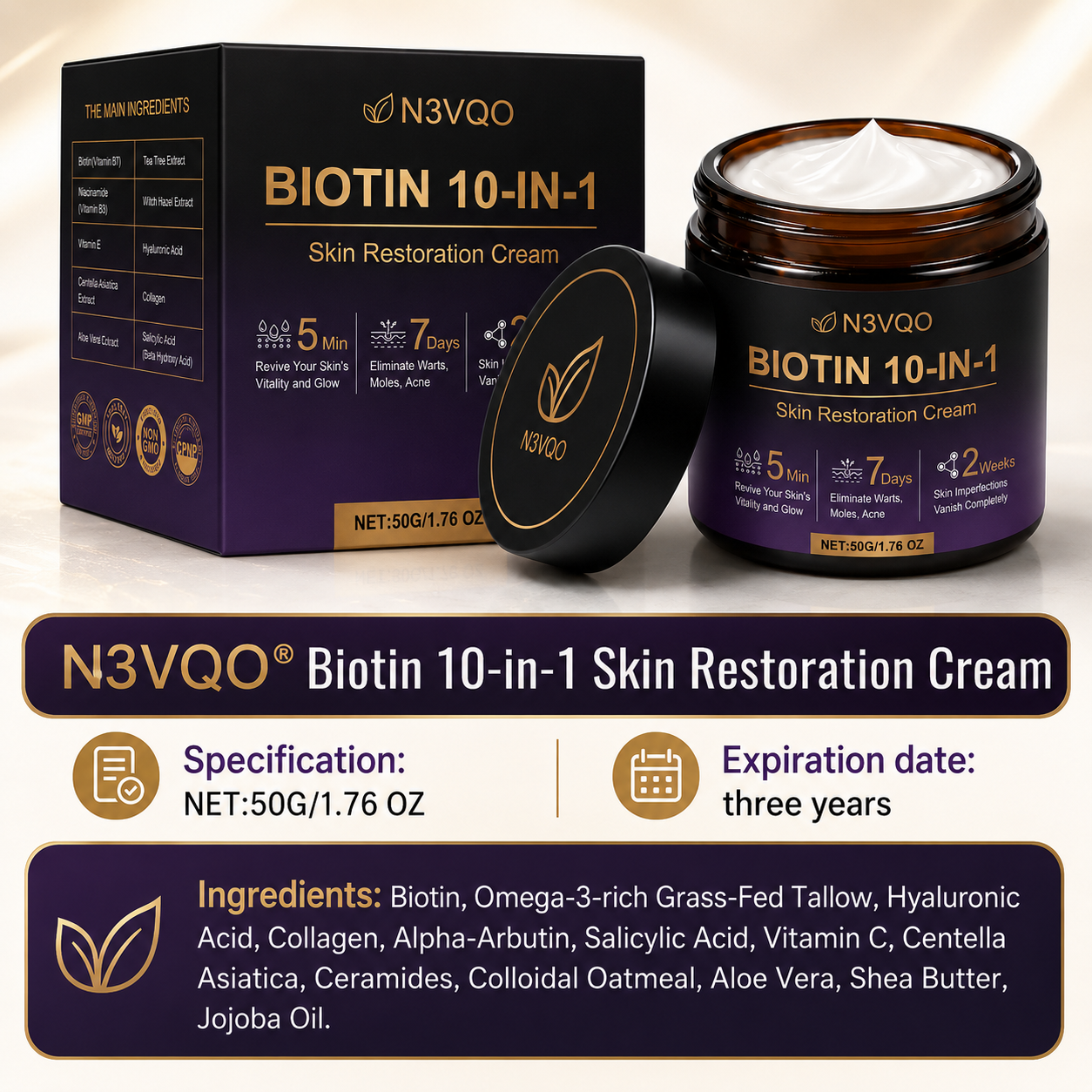 🎖️𝐎𝐟𝐟𝐢𝐜𝐢𝐚𝐥 𝐁𝐫𝐚𝐧𝐝 𝐒𝐭𝐨𝐫𝐞 |Biotin 10-in-1 Skin Restoration Cream 🍀-Made and Shipped from USA ✨