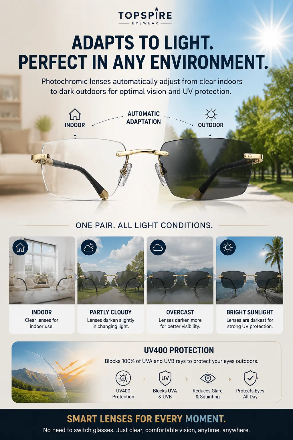 🔥Smart Zoom Reading Glasses – Auto Adjust Focus & Blue Light Protection