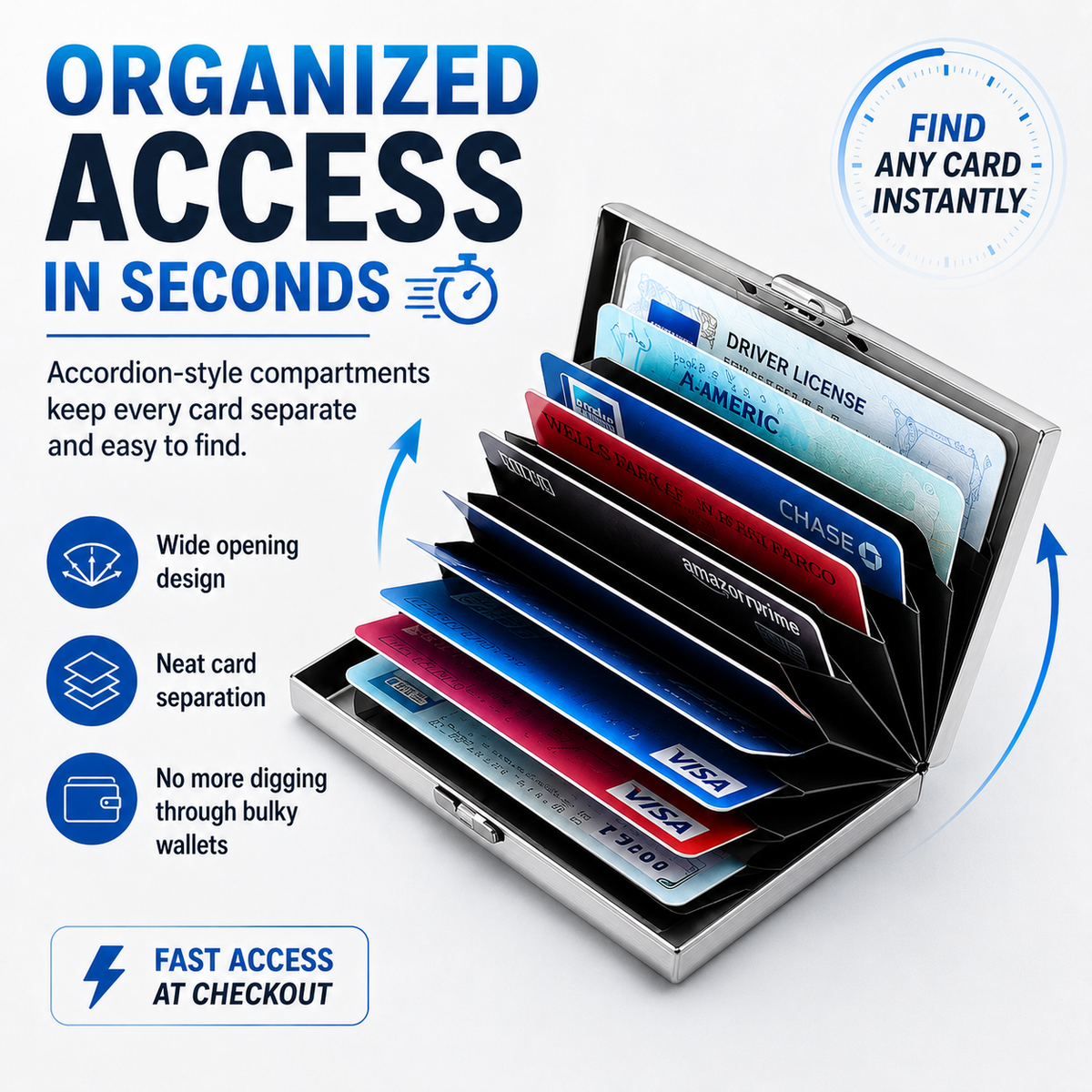 🔒RFID-Blocking Stainless Steel Card Wallet – Organized, Secure & Pocket-Ready(10Slot Options)