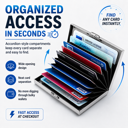 🔒RFID-Blocking Stainless Steel Card Wallet – Organized, Secure & Pocket-Ready(10Slot Options)