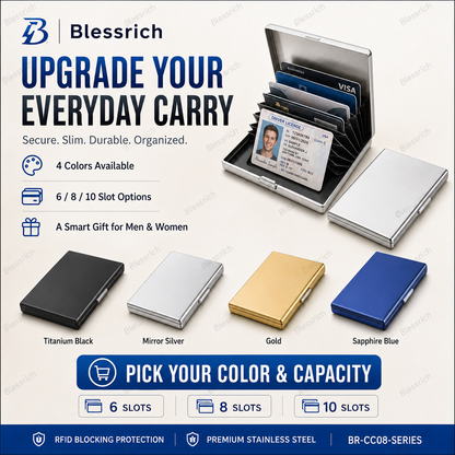 🔒RFID-Blocking Stainless Steel Card Wallet – Organized, Secure & Pocket-Ready(10Slot Options)