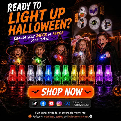 👻🎃 Halloween Finger Projector Rings – LED Party Favors for Kids