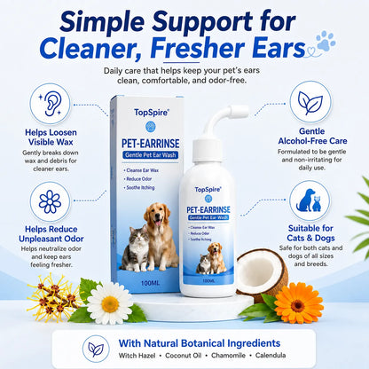 Gentle Pet Ear Wash | Odor-Free Cleaning for Dogs & Cats