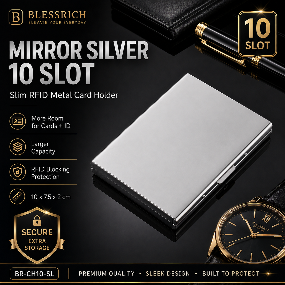🔒RFID-Blocking Stainless Steel Card Wallet – Organized, Secure & Pocket-Ready(10Slot Options)